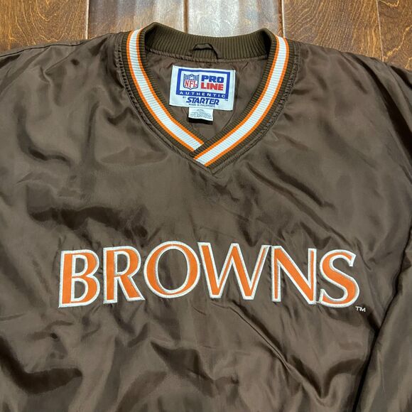 STARTER Pro Line Vintage NFL Cleveland Browns V-Neck Windbreaker Jacket XXL - Picture 2 of 9